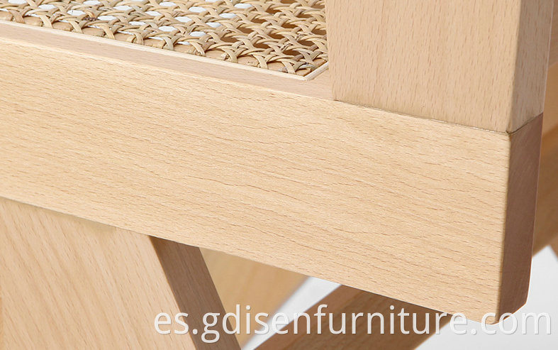 Silla de comedor de estilo europeo diseñador Pierre Jeanneret Silla de comedor marco de madera maciza silla de ratán